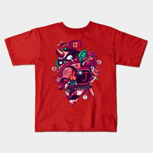 Alex Kidd VS Janken Gang Kids T-Shirt by BrunoMota